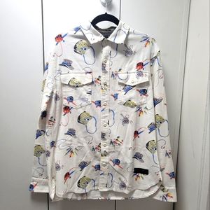 Todd Snyder x L.L.Bean Organic Cotton Fly Fishing Print Shirt. BRAND NEW w TAGS